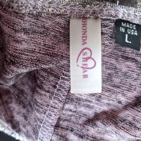 RHONDA SHEAR BLUSH & GOLD METALLIC COLD SHOULDER TOP SZ.L EUC - Picture 6 of 9